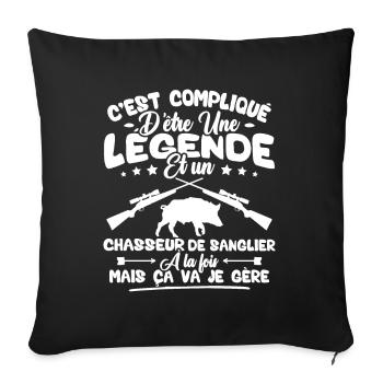 Une légende et un chasseur de sanglier - Housse de coussin décorative 45 x 45 cm - noir - Devant