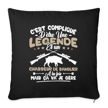 Une légende et un chasseur de sanglier - Housse de coussin décorative 45 x 45 cm - noir - Devant