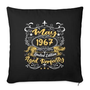 Mai 1967 -Vintage Cadeau d'anniversaire - 1967 - Housse de coussin décorative 45 x 45 cm - noir - Devant