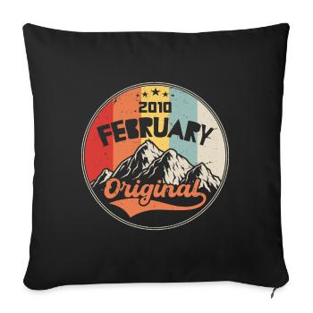 Vintage Février 2010, Rétro Cadeau - Housse de coussin décorative 45 x 45 cm - noir - Devant