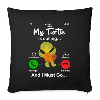 My Turtle Is Calling - Housse de coussin décorative 45 x 45 cm - noir - Devant