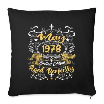 Mai 1978 - Vintage Cadeau d'anniversaire - 1978 - Housse de coussin décorative 45 x 45 cm - noir - Devant
