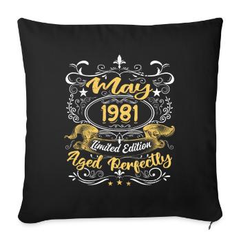 Mai 1981 - Vintage Cadeau d'anniversaire - 1981 - Housse de coussin décorative 45 x 45 cm - noir - Devant