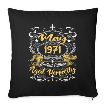 Mai 1971 - Vintage Cadeau d'anniversaire - 1971 - Housse de coussin décorative 45 x 45 cm - noir - Devant