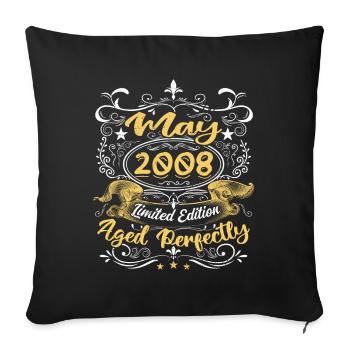 Mai 2008 - Vintage Cadeau d'anniversaire - 2008 - Housse de coussin décorative 45 x 45 cm - noir - Devant