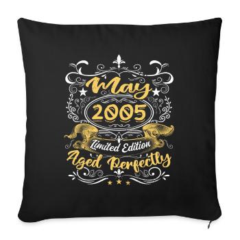 Mai 2005 - Vintage Cadeau d'anniversaire - 2005 - Housse de coussin décorative 45 x 45 cm - noir - Devant