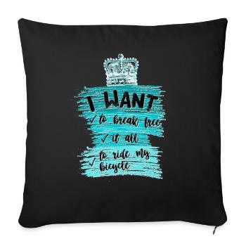 I want to break free it all to ride my bicycle - Housse de coussin décorative 45 x 45 cm - noir - Devant