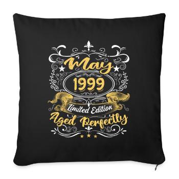 Mai 1999 - Vintage Cadeau d'anniversaire - 1999 - Housse de coussin décorative 45 x 45 cm - noir - Devant