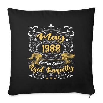 Mai 1988 - Vintage Cadeau d'anniversaire - 1988 - Housse de coussin décorative 45 x 45 cm - noir - Devant