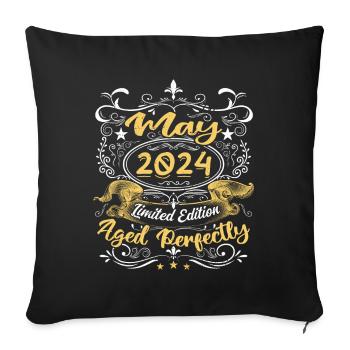 May 2024 - Vintage Birthday Gift - 2024 - Sofa pillowcase 17,3'' x 17,3'' (45 x 45 cm) - black - Front