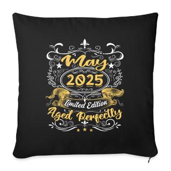 May 2025 - Vintage Birthday Gift - 2025 - Sofa pillowcase 17,3'' x 17,3'' (45 x 45 cm) - black - Front