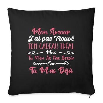 Mon Amour Saint Valentin Amour Couple Humour - Housse de coussin décorative 45 x 45 cm - noir - Devant