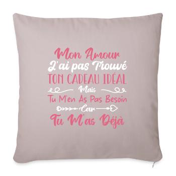 Mon Amour Saint Valentin Amour Couple Humour - Housse de coussin décorative 45 x 45 cm - taupe clair - Devant
