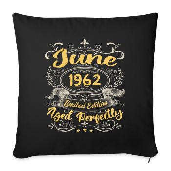 June 1962| Vintage Gift - Sofa pillowcase 17,3'' x 17,3'' (45 x 45 cm) - black - Front
