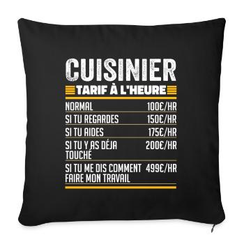 Cuisinier Idée Cadeau Humour pour Cuisinier - Housse de coussin décorative 45 x 45 cm - noir - Devant