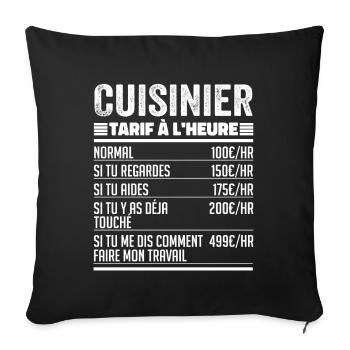 Cuisinier Idée Cadeau Humour pour Cuisinier - Housse de coussin décorative 45 x 45 cm - noir - Devant