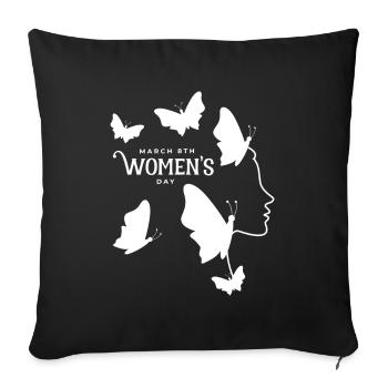 8 March International Women's Day | March 8 - Sofa pillowcase 17,3'' x 17,3'' (45 x 45 cm) - black - Front