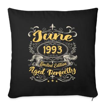Juin 1993 | Vintage Cadeau 1993 - Housse de coussin décorative 45 x 45 cm - noir - Devant