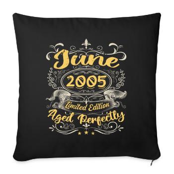 Juni 2005| Vintage Geschenk 2005 - Sofakissenbezug 45 x 45 cm - Schwarz - Vorne
