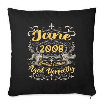 Juni 2008 | Vintage Geschenk 2008 - Sofakissenbezug 45 x 45 cm - Schwarz - Vorne