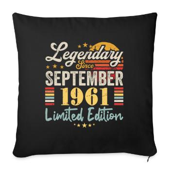 Légende Septembre 1961 Anniversaire Cadeau 1961 - Housse de coussin décorative 45 x 45 cm - noir - Devant