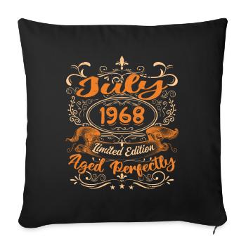 July 1968 Anniversary Vintage Gift Idea 1968 - Sofa pillowcase 17,3'' x 17,3'' (45 x 45 cm) - black - Front