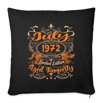 July 1972 Anniversary Vintage Gift Idea 1972 - Sofa pillowcase 17,3'' x 17,3'' (45 x 45 cm) - black - Front