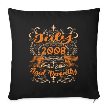 Juli 2008 Jubiläums Vintage Geschenkidee 2008 - Sofakissenbezug 45 x 45 cm - Schwarz - Vorne