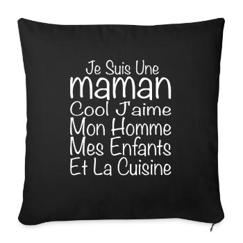 Maman Cool J'aime Mon Homme Et La Cuisine - Housse de coussin décorative 45 x 45 cm - noir - Devant