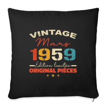 Mars 1959 anniversaire 1959 légendes Mars - Housse de coussin décorative 45 x 45 cm - noir - Devant