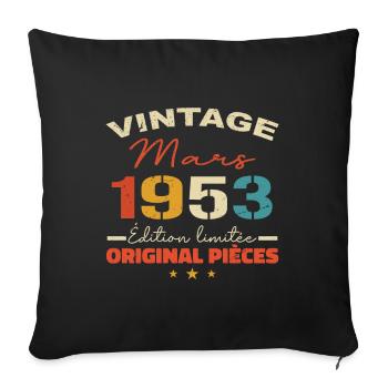 Mars 1953 anniversaire 1953 légendes Mars - Housse de coussin décorative 45 x 45 cm - noir - Devant
