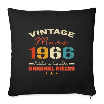 Mars 1966 anniversaire 1966 légendes Mars - Housse de coussin décorative 45 x 45 cm - noir - Devant