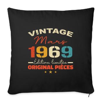 Mars 1969 anniversaire 1969 légendes Mars - Housse de coussin décorative 45 x 45 cm - noir - Devant