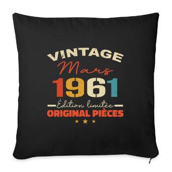 Mars 1961 anniversaire 1961 légendes Mars - Housse de coussin décorative 45 x 45 cm - noir - Devant