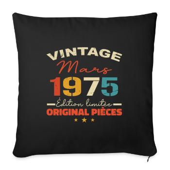 Mars 1975 anniversaire 1975 légendes Mars - Housse de coussin décorative 45 x 45 cm - noir - Devant