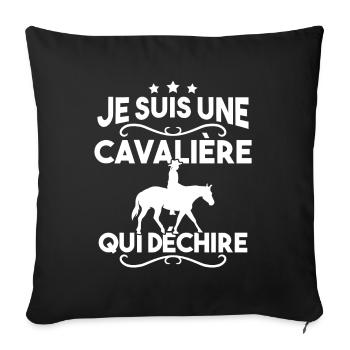 Je suis une cavalière qui déchire - Housse de coussin décorative 45 x 45 cm - noir - Devant