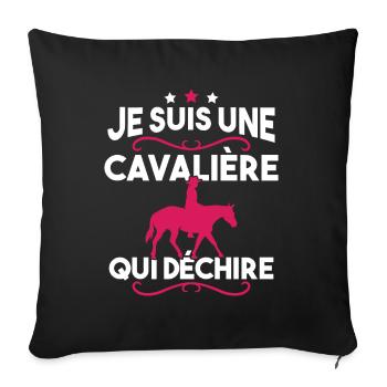 Je suis une cavalière qui déchire - Housse de coussin décorative 45 x 45 cm - noir - Devant