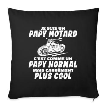 Papy Motard C'est Comme Papy Normal Mais Plus Cool - Housse de coussin décorative 45 x 45 cm - noir - Devant