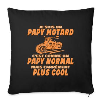 Papy Motard C'est Comme Papy Normal Mais Plus Cool - Housse de coussin décorative 45 x 45 cm - noir - Devant