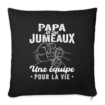 Papa Et Les Jumeaux Une équipe Pour La Vie - Housse de coussin décorative 45 x 45 cm - noir - Devant