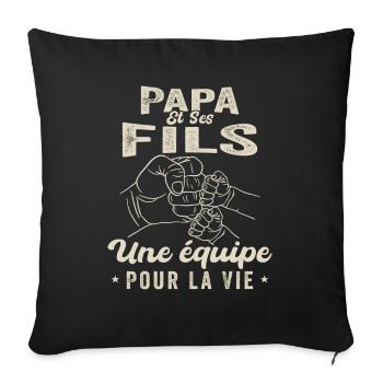 Papa Et Fils Une équipe Pour La Vie - Housse de coussin décorative 45 x 45 cm - noir - Devant
