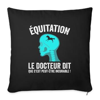Equitation Cheval Humour Sport Passion Cadeau - Housse de coussin décorative 45 x 45 cm - noir - Devant