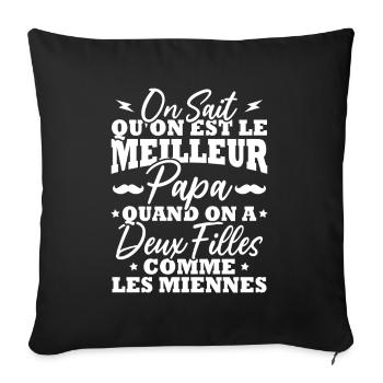 Le meilleur papa quand on a deux fille - Housse de coussin décorative 45 x 45 cm - noir - Devant