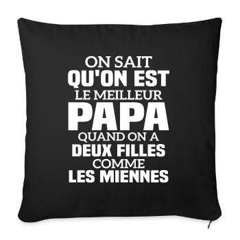 Le meilleur papa quand on a deux fille - Housse de coussin décorative 45 x 45 cm - noir - Devant