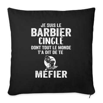 Coiffeur Barbier, Métier Coiffure, Barbe, Cadeau - Housse de coussin décorative 45 x 45 cm - noir - Devant