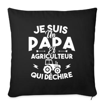 Papa et agriculteur - Housse de coussin décorative 45 x 45 cm - noir - Devant