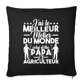 Papa et Agriculteur - Humour papa agriculteur - Housse de coussin décorative 45 x 45 cm - noir - Devant