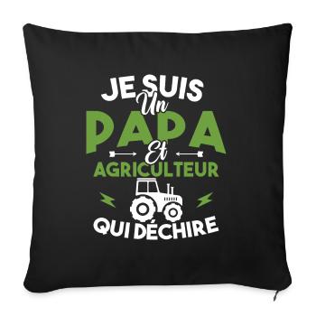 Papa et agriculteur - Housse de coussin décorative 45 x 45 cm - noir - Devant