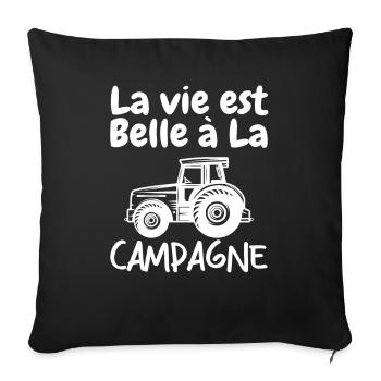 La Vie est Belle à La Campagne - Housse de coussin décorative 45 x 45 cm - noir - Devant