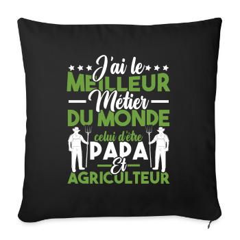 Papa et Agriculteur - Humour papa agriculteur - Housse de coussin décorative 45 x 45 cm - noir - Devant